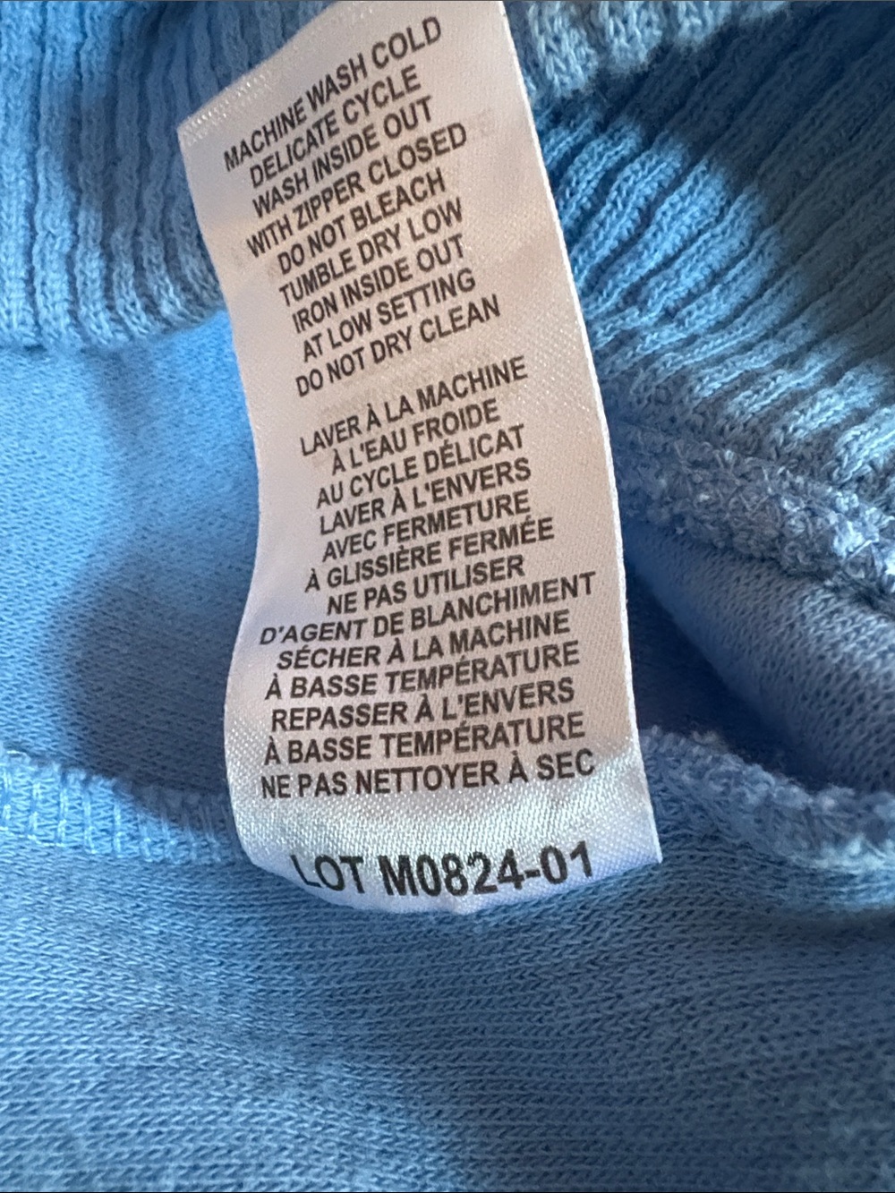 Light Blue Ribbed Zip-Up Hoodie with Drawstring Hood - Picture 7 of 7